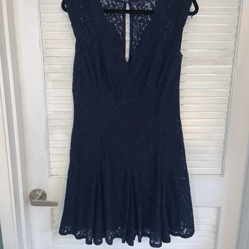Sz 14 Bisou Biso Lace Navy Blue Dress